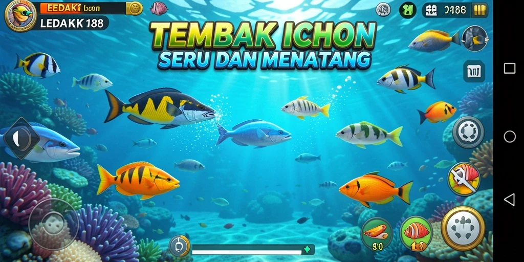 Tampilan seru permainan Tembak Ikan LEDAK188 yang penuh warna.