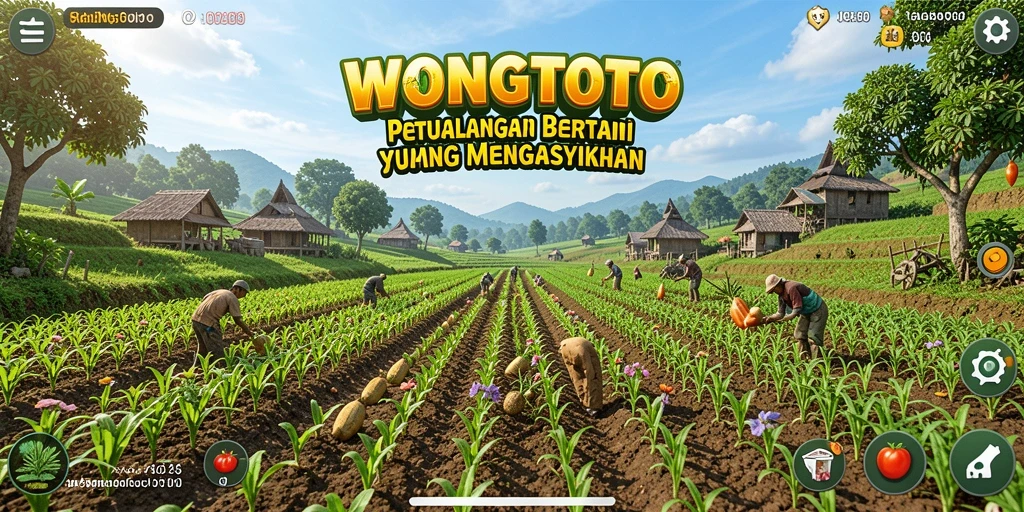 Tampilan gameplay seru dalam WONGTOTO dengan pertanian yang subur.